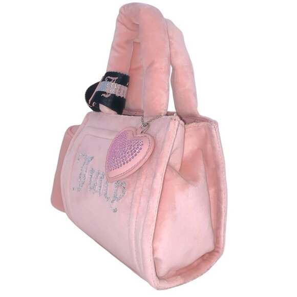 Juicy Couture Big Spender Pink Mini Tote Bag w/Barrel Wristlet & Heart Bag Charm - Picture 8 of 10